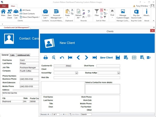 Access Ribbon Switchboard with Metro Styling and Custom Images