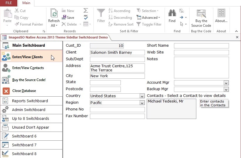 Image ISO Access 2013 Theme Native Switchboard