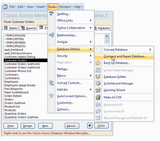 Classic Database MenuBar and Window 