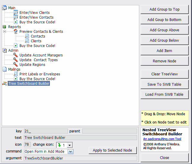 NESTED TreeView MS Access Switchboard