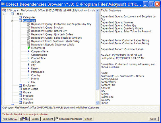 Object Dependency Browser for MS Access