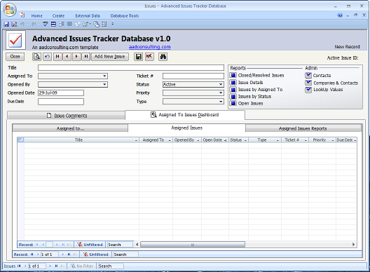 Free Issues Tracker Database for MS Access