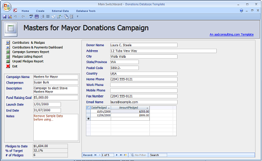 Free Donations Database